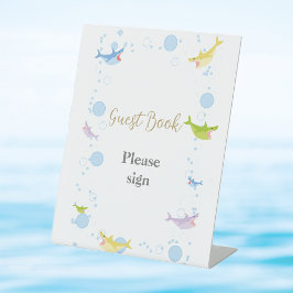 Signe De Table Summer Pool Party Shark Float Livre d'Invité