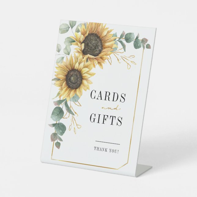 Signe De Table Sunflower Eucalyptus Bloom Cartes de mariage et ca (Recto)