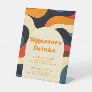 Signe De Table Super Colorful Retro Wavy Boho Signature Boissons