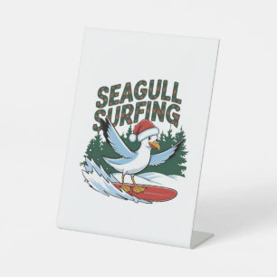 Signe De Table Surfer d'hiver Seagull, Seagull de Noël