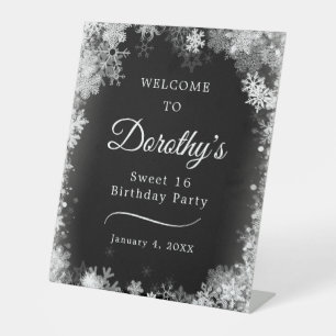 Signe De Table Sweet 16 Winter Wonderland Snowflake Bienvenue