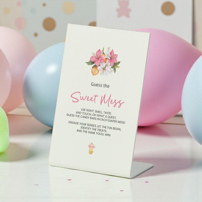 Signe De Table Sweet Floral Guess the Mess Baby Shower Game (Créateur téléchargé)