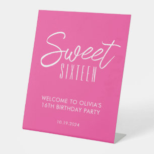 Signe De Table Sweet sixteen moderne rose 16e anniversaire bienve