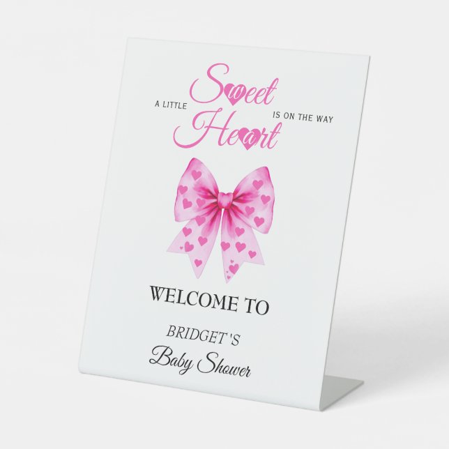 Signe De Table Sweetheart bow Valentines baby shower Welcome sign (Recto)