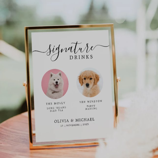 Signe De Table Symbole animal de compagnie de barre de chien pers (Custom Dog Bar Pet Sign | Signature Drinks Wedding)