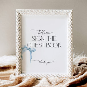 Signe De Table Symbole bleu Dusty Bow du livre d'or