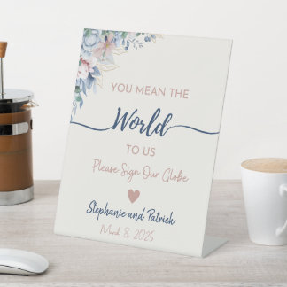 Signe De Table SYMBOLE Bleu Floral Mariage Guest Globe
