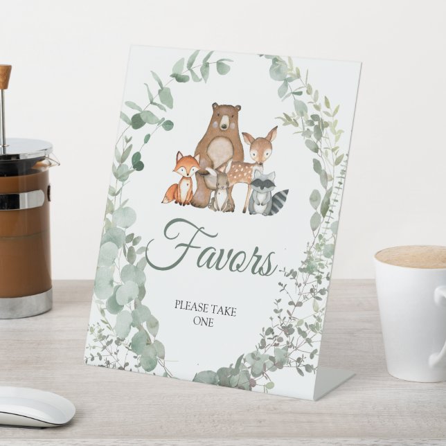 Signe De Table Symbole Bois Animaux Baby shower vert Faveurs (In SItu)