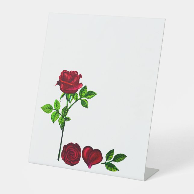 Signe De Table SYMBOLE D'AMOUR Romantique - Rose Peint à la main (Recto)