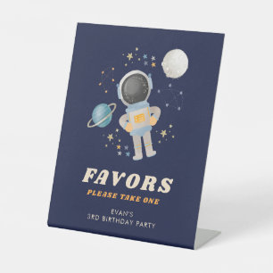 Signe De Table Symbole d'anniversaire de l'astronaute Blue Space