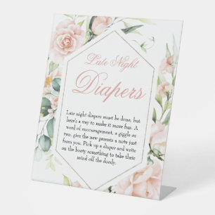 Signe De Table Symbole de Baby shower Fille Blush Diapers de nuit