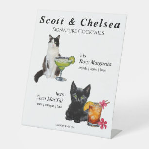 Signe De Table Symbole de cocktail de chat