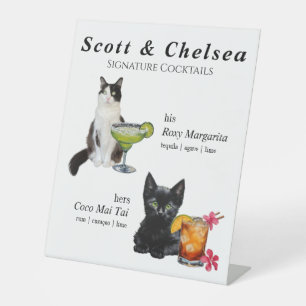 Signe De Table Symbole de cocktail de chat