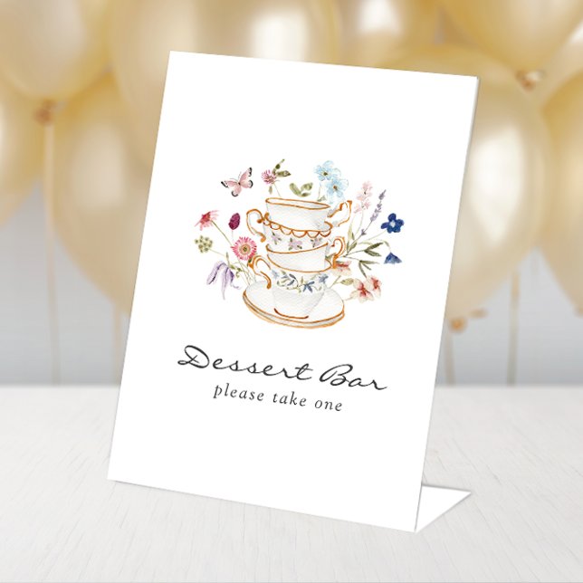 Signe De Table Symbole de dessert de thé pour la nuptiale (Floral Bridal Tea Party Dessert Sign by Painted Paperie
)