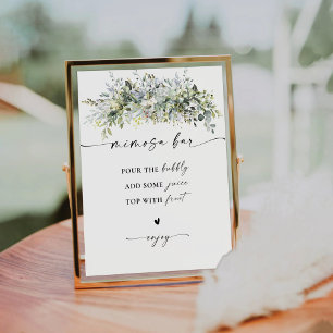 Signe De Table SYMBOLE DE LA BARRE DE Mimosa Florale Eucalyptus
