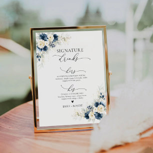 Signe De Table Symbole de la Marine Roses Bleues et Blanches Bois