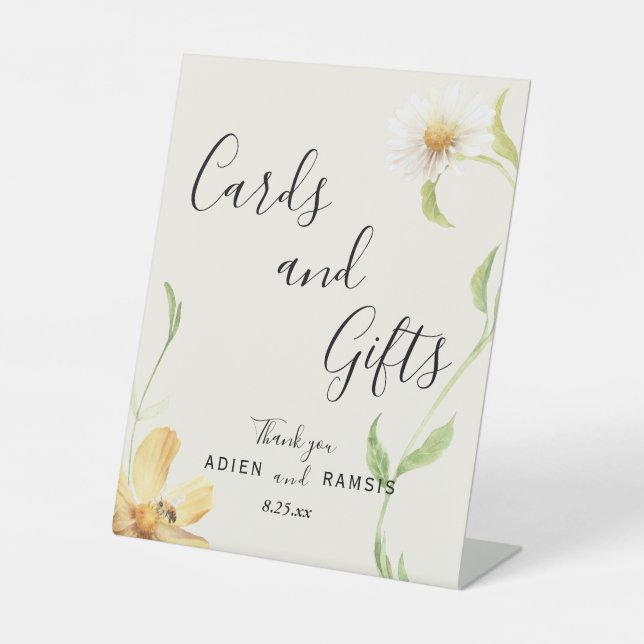 Signe De Table Symbole de mariage élégant Daisy Cartes et cadeaux (Recto)