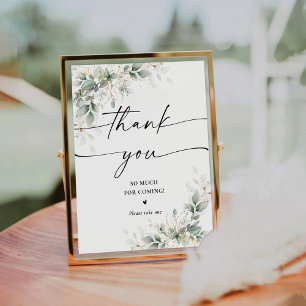 Signe De Table SYMBOLE DE Merci DE Fête des mariées Or Eucalyptus
