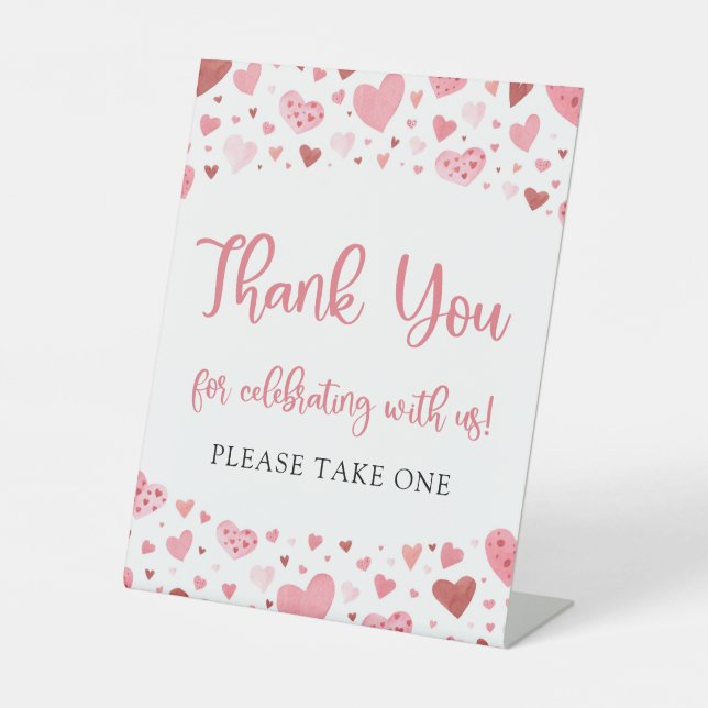 Signe De Table Symbole de Merci Saint Valentin aux Coeurs rouges  (Recto)