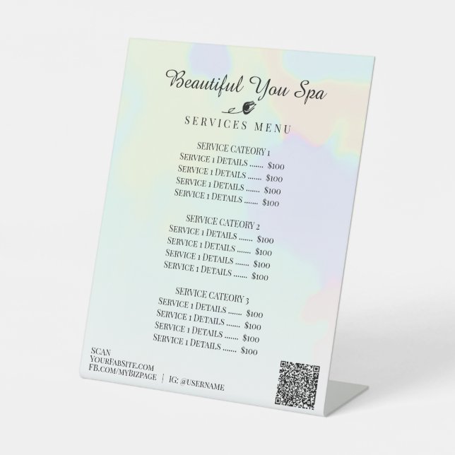Signe De Table SYMBOLE DE POINTE Abstrait DE L'Hologramme Pastel (Recto)