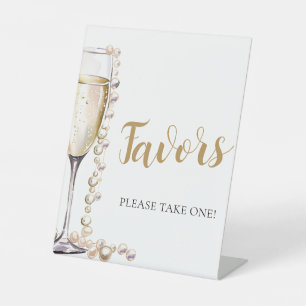 Signe De Table Symbole des perles d'or et du Prosecco Champagne F