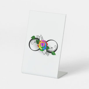 Signe De Table Symbole d'infini avec Rose arc-en-ciel