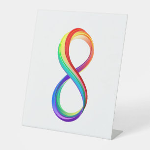 Signe De Table Symbole d'infinité arc-en-ciel stratifié