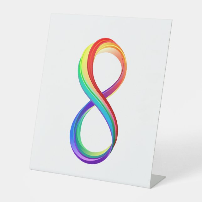 Signe De Table Symbole d'infinité arc-en-ciel stratifié (Recto)
