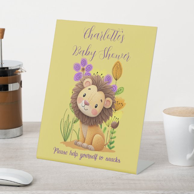 Signe De Table Symbole du Baby shower de Lion Cub (In SItu)