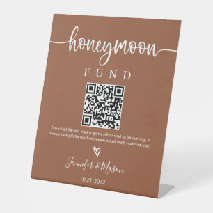 Signe De Table Symbole du fonds de lune de miel, QR Code Honeymoo