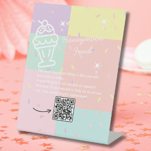 Signe De Table Symbole du fonds de lune de miel Retro Ice Cream