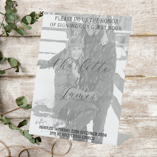 Signe De Table Symbole du livre d'invité Just Married Photo