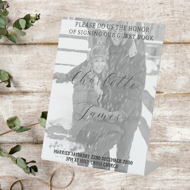Signe De Table Symbole du livre d'invité Just Married Photo (Créateur téléchargé)