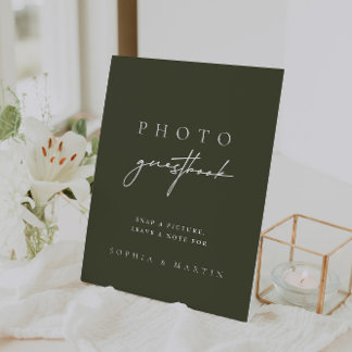 Signe De Table Symbole du livre d'or photo moderne Dark Sage Vert