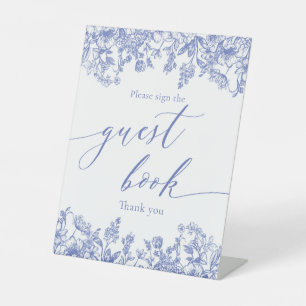 Signe De Table Symbole du livre d'or Vintage bleu floral victorie