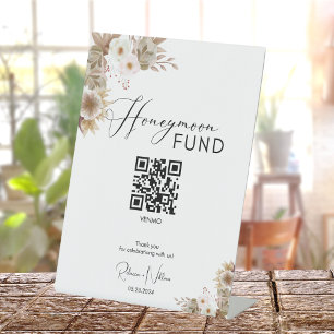 Signe De Table Symbole du Mariage du code QR Rustic Cash