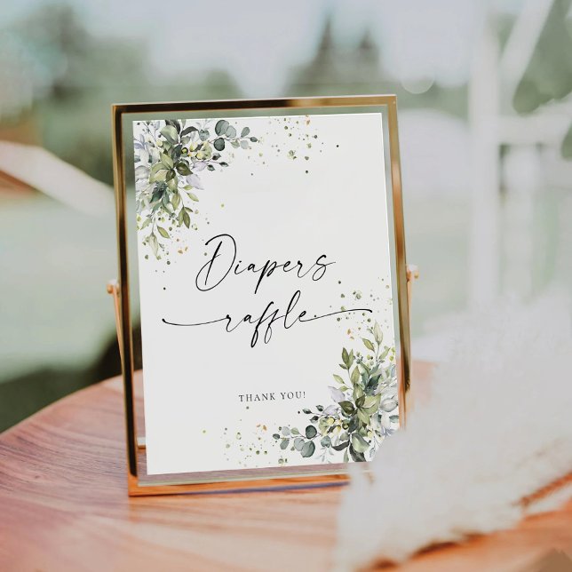 Signe De Table SYMBOLE Éucalyptus Baby shower Floral Diapeurs (Créateur téléchargé)