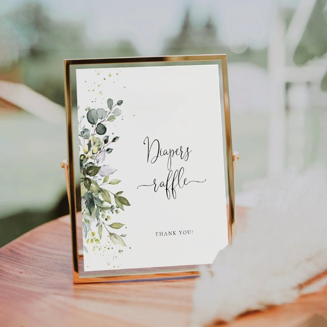 Signe De Table SYMBOLE Éucalyptus Baby shower Floral Diapeurs (Créateur téléchargé)