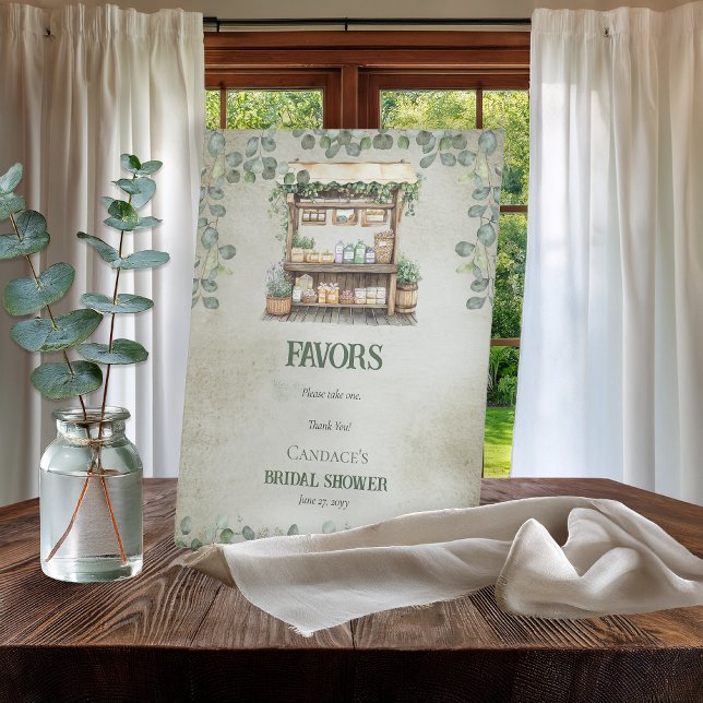 Signe De Table Symbole Farmer's Market Farm Favors (Fresh Off the Market Collection- "Favors" Bridal Shower Pedestal Tabletop 8" x 10" Sign)