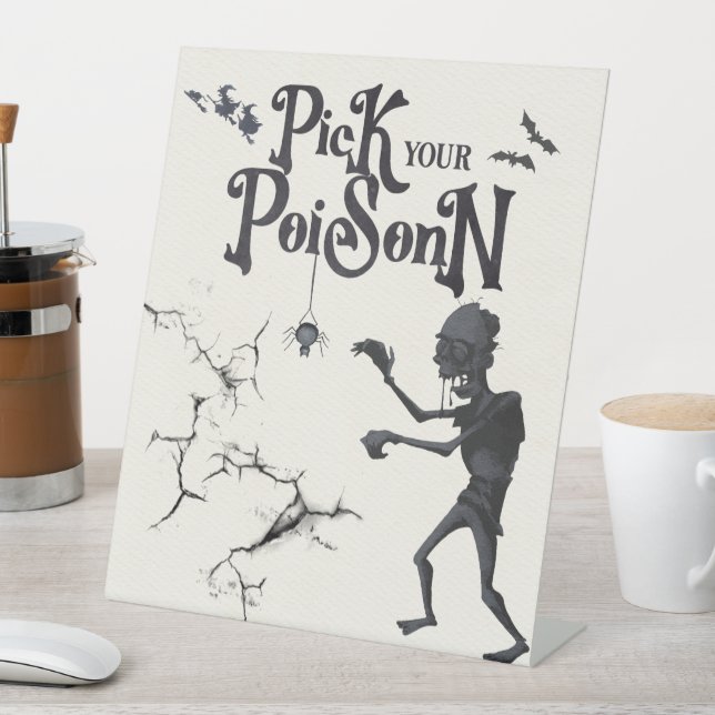 Signe De Table Symbole Halloween Choisissez votre poison Boissons (In SItu)