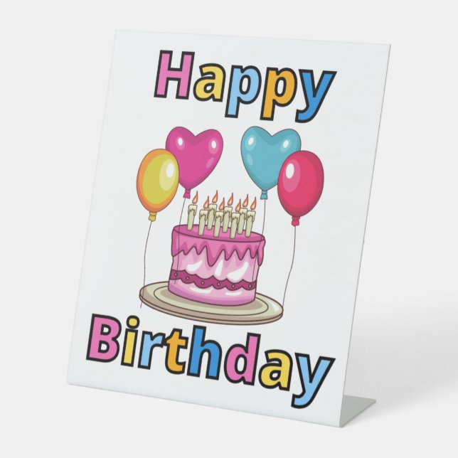 SIGNE DE TABLE SYMBOLE JOYEUX DU POUSSIÈRE D'ANNIVERSAIRE (Recto)