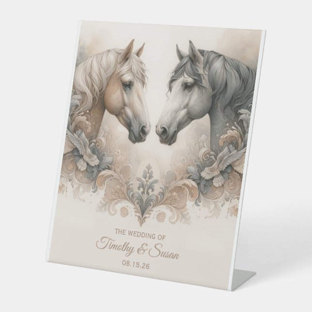 Signe De Table Symbole Mariage de l'amour pour les chevaux (Recto)