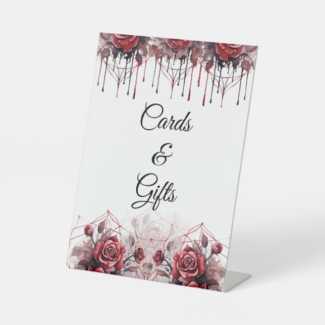 Signe De Table SYMBOLE Mariage D'Halloween Floral Gothique (Recto)