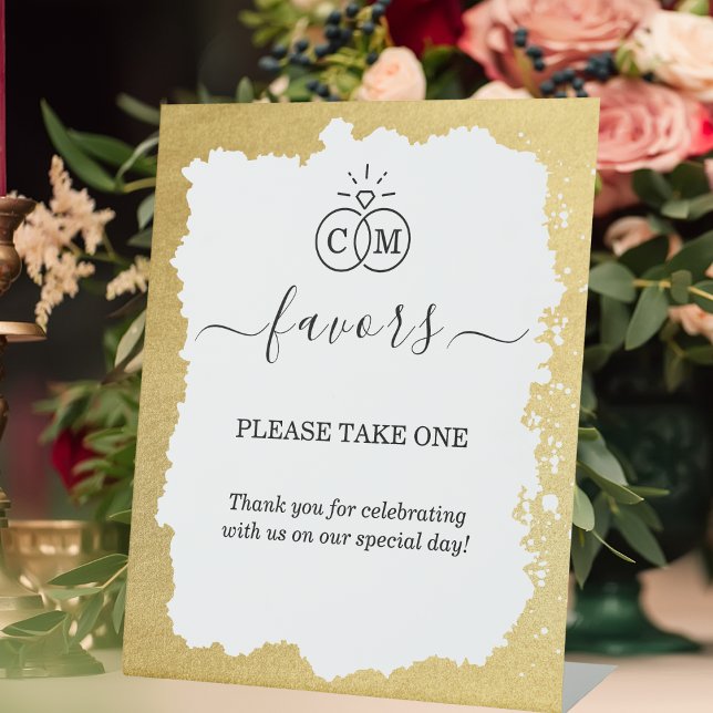 Signe De Table Symbole moderne Gold Frame Favors (Créateur téléchargé)