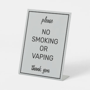 Signe De Table Symbole moderne Gris de base No Smoking Tablett