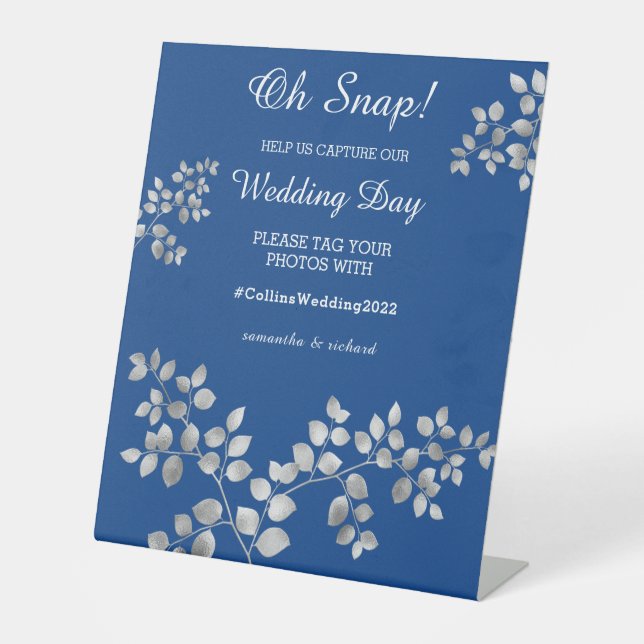 Signe De Table Symbole moderne Mariage floral argent (Recto)