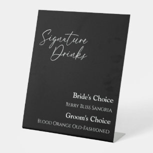 Signe De Table Symbole moderne Mariage noir Signature Boissons