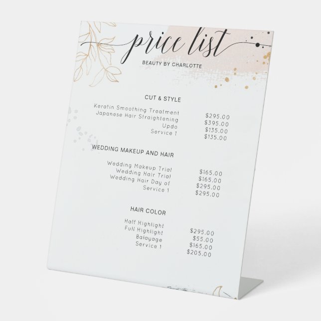 Signe De Table Symbole moderne, pricelist (Recto)