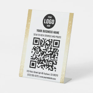 Signe De Table Symbole numérique du code QR des affaires blanc et