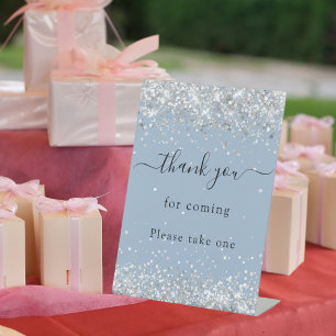 Signe De Table Symbole préféré mariage argent bleu poussiéreux
